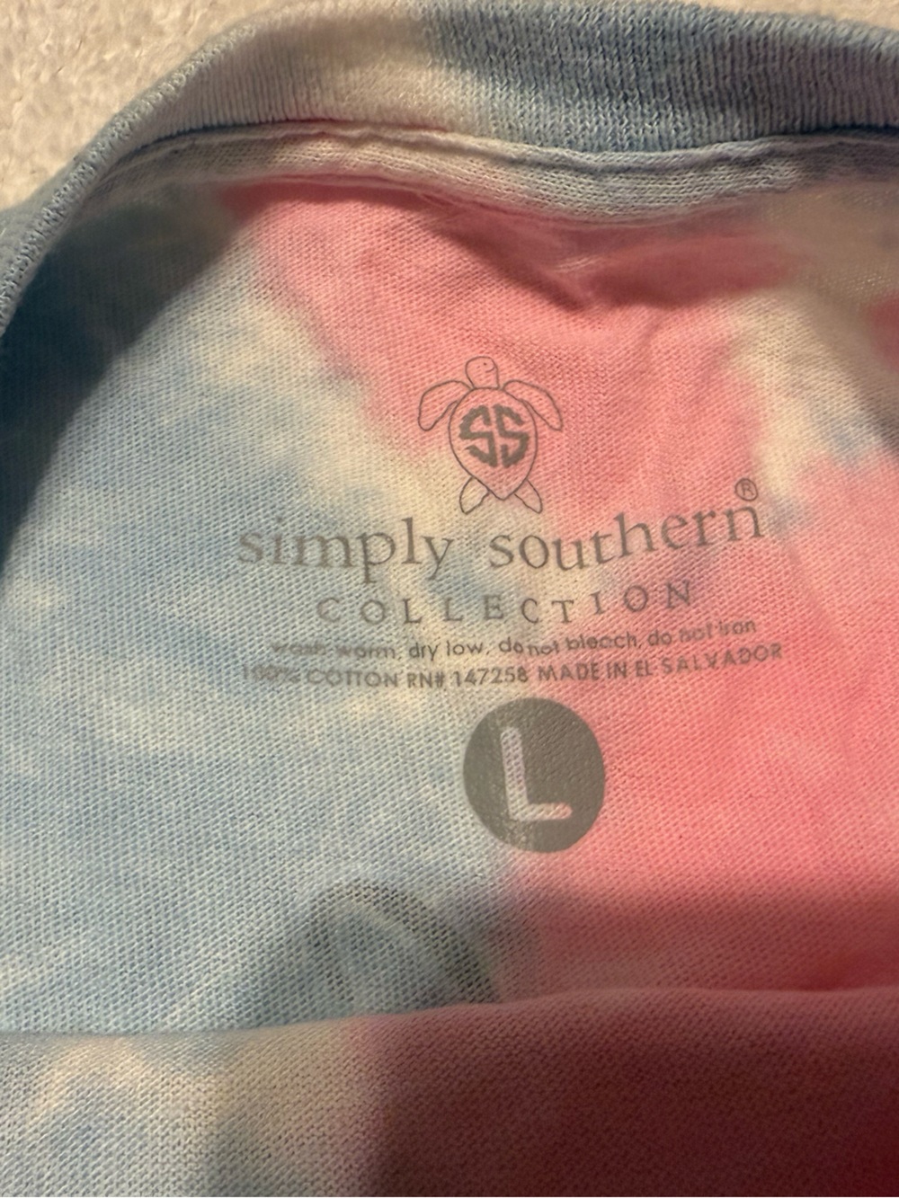 Simply Southern Tie-Dye 'Just Keep Swimming' Turtle Tee - Blue/Pink/Yellow - Picture 2 of 4